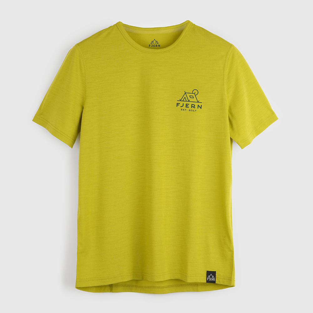 Womens Camping Merino Blend T-Shirt (Lime/Petrol)