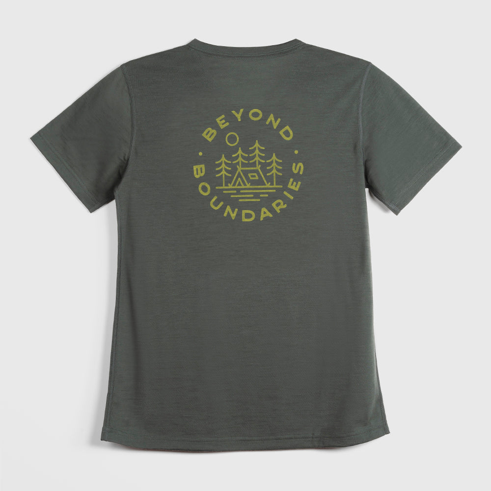 Womens Camping Merino Blend T-Shirt (Urban Chic/Lime)