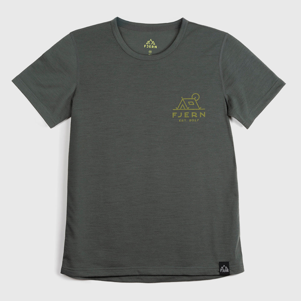 Womens Camping Merino Blend T-Shirt (Urban Chic/Lime)