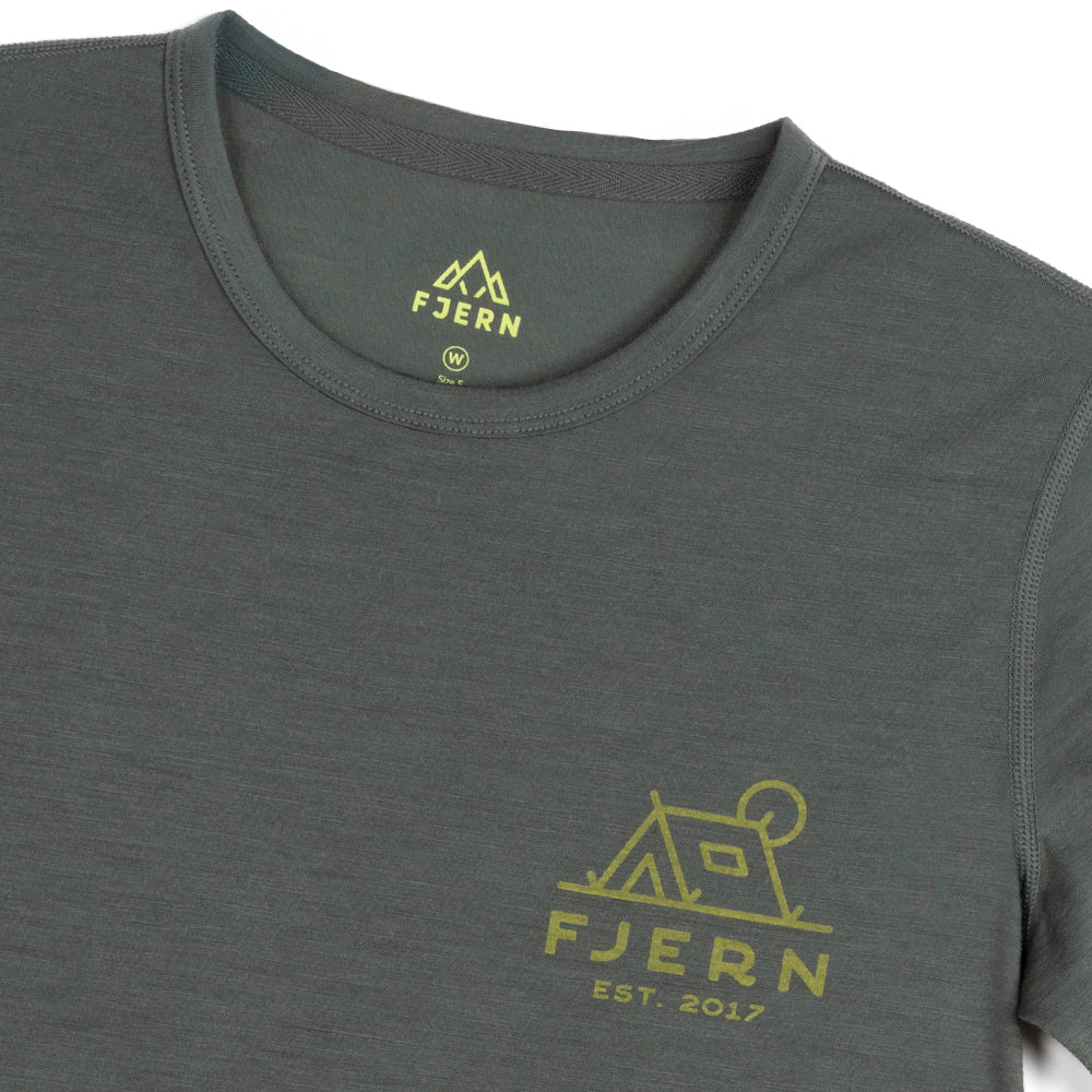 Womens Camping Merino Blend T-Shirt (Urban Chic/Lime)