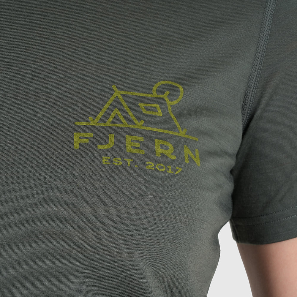 Womens Camping Merino Blend T-Shirt (Urban Chic/Lime)