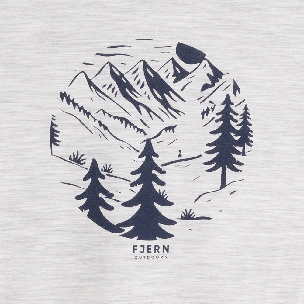 Womens Catch The Wild Merino Blend T-Shirt (Mist Grey Melange/Navy)