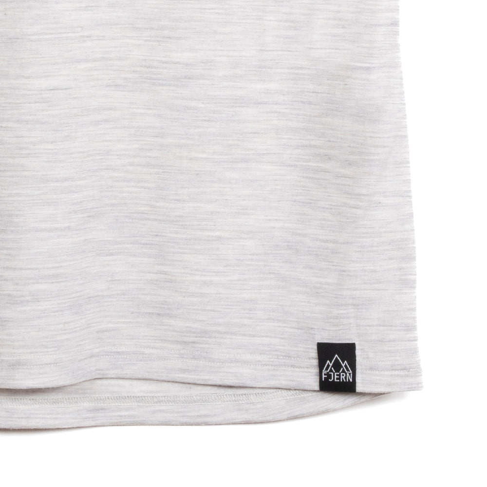 Womens Catch The Wild Merino Blend T-Shirt (Mist Grey Melange/Navy)