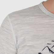 Womens Catch The Wild Merino Blend T-Shirt (Mist Grey Melange/Navy)
