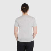 Womens Catch The Wild Merino Blend T-Shirt (Mist Grey Melange/Navy)