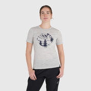 Womens Catch The Wild Merino Blend T-Shirt (Mist Grey Melange/Navy)