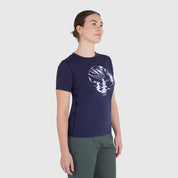 Womens Catch The Wild Merino Blend T-Shirt (Navy/White)