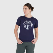 Womens Catch The Wild Merino Blend T-Shirt (Navy/White)
