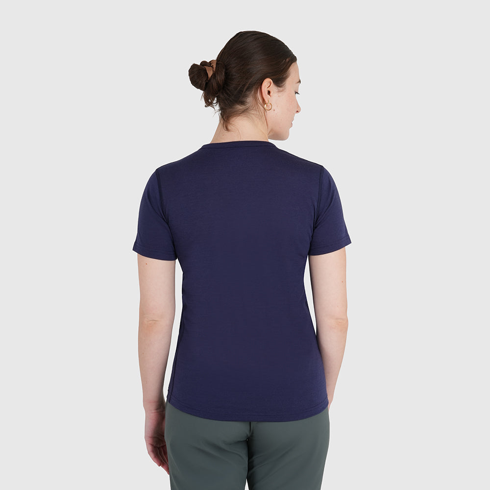 Womens Catch The Wild Merino Blend T-Shirt (Navy/White)