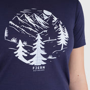 Womens Catch The Wild Merino Blend T-Shirt (Navy/White)