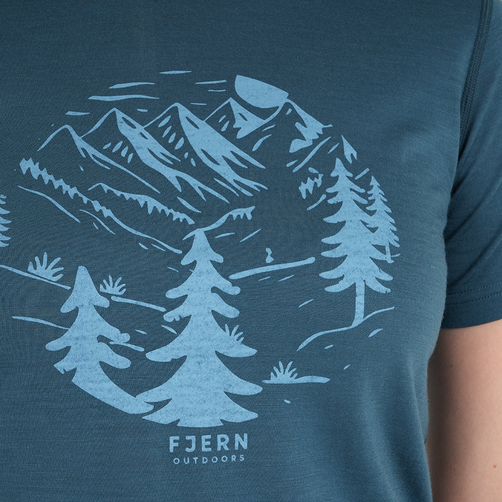 Womens Catch The Wild Merino Blend T-Shirt (Petrol/Arctic)