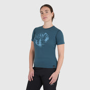 Womens Catch The Wild Merino Blend T-Shirt (Petrol/Arctic)