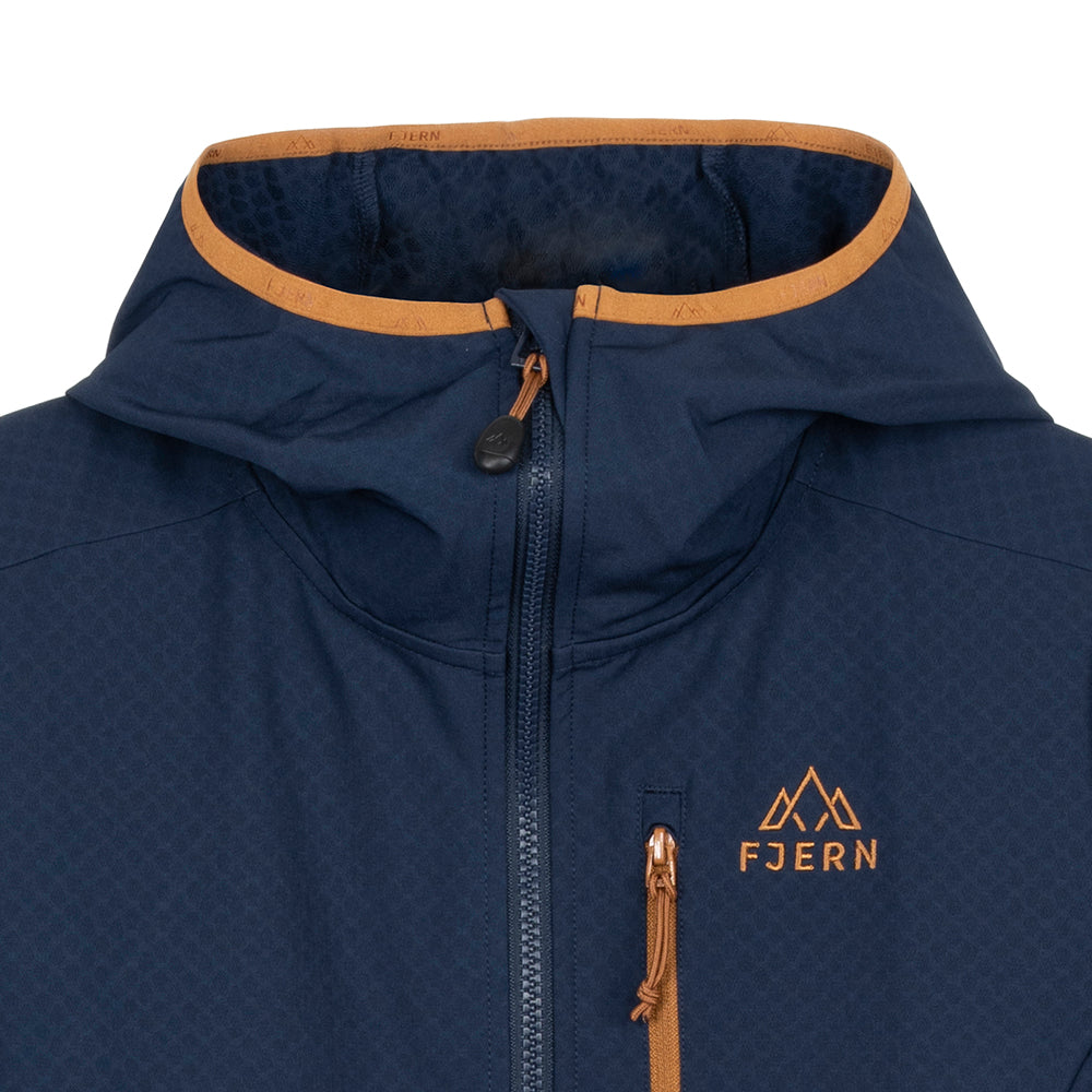 Womens Fjälltopp Tech Hooded Jacket (Navy/Mustard)