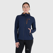 Womens Fjälltopp Tech Hooded Jacket (Navy/Mustard)