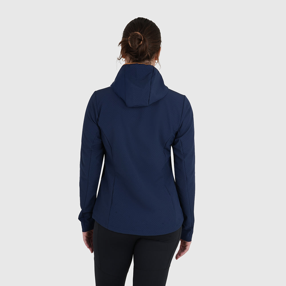 Womens Fjälltopp Tech Hooded Jacket (Navy/Mustard)