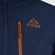 Womens Fjälltopp Tech Hooded Jacket (Navy/Mustard)