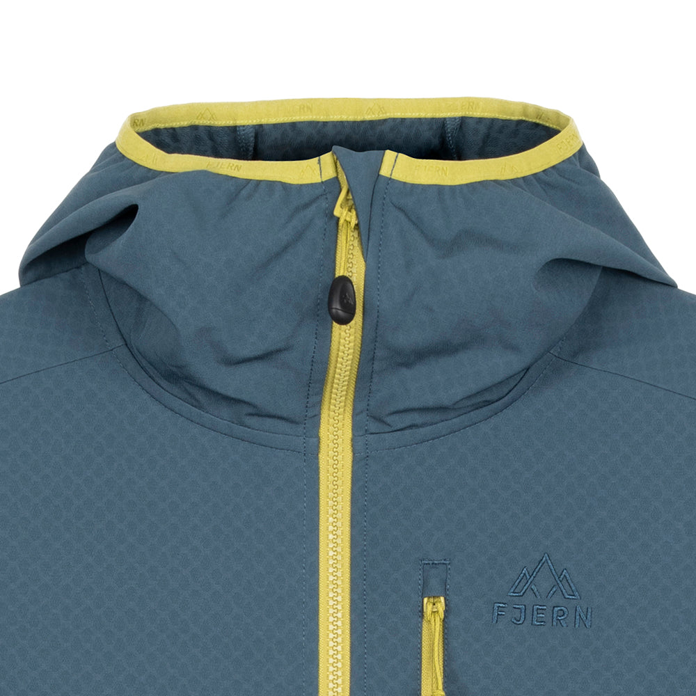 Womens Fjälltopp Tech Hooded Jacket (Orion Blue/Lime)