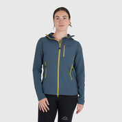 Womens Fjälltopp Tech Hooded Jacket (Orion Blue/Lime)