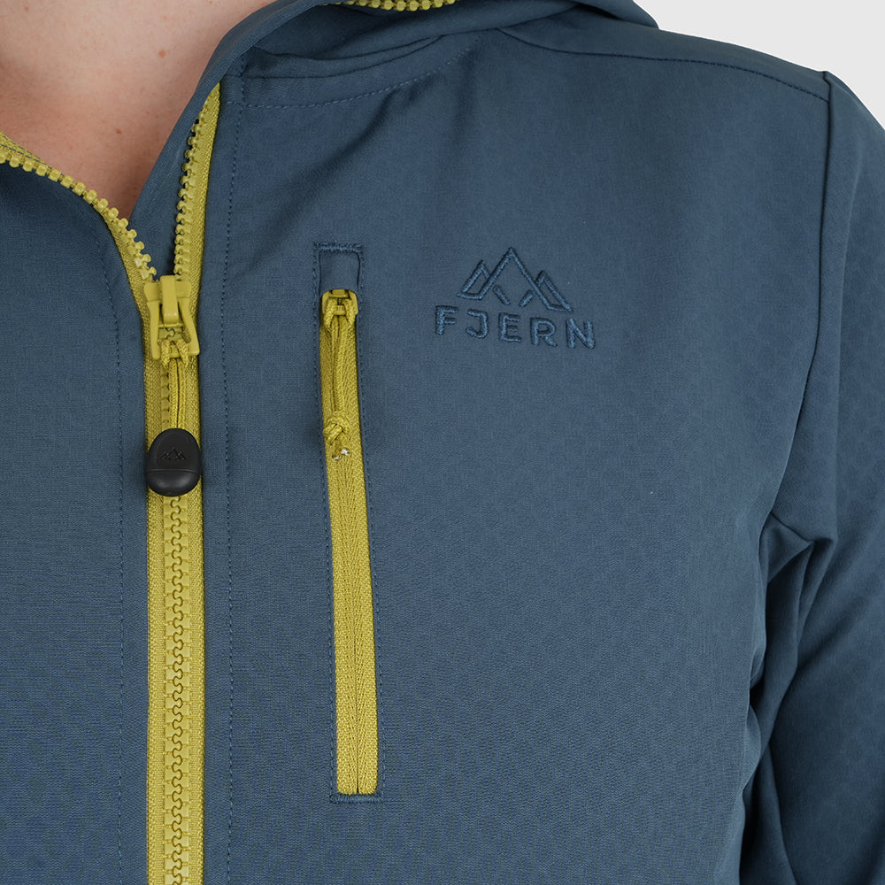 Womens Fjälltopp Tech Hooded Jacket (Orion Blue/Lime)