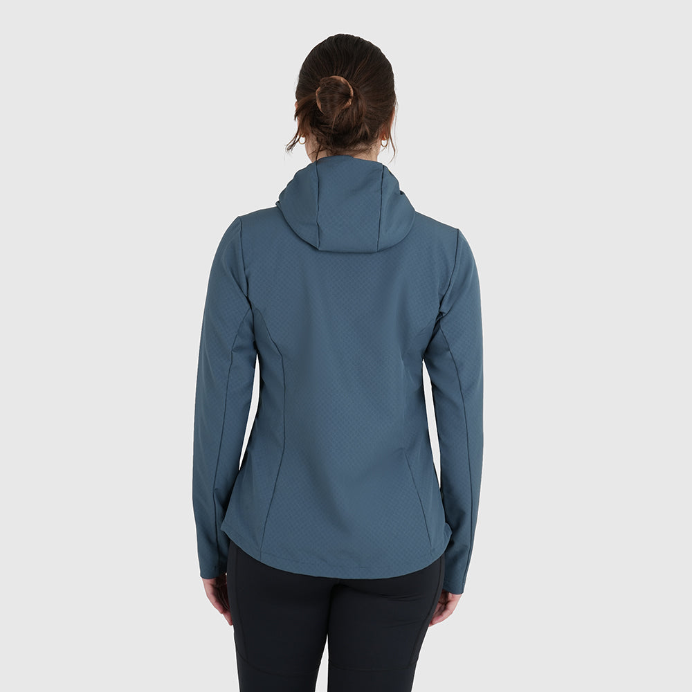 Womens Fjälltopp Tech Hooded Jacket (Orion Blue/Lime)