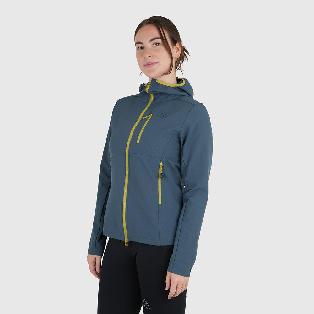 Womens Fjälltopp Tech Hooded Jacket (Orion Blue/Lime)