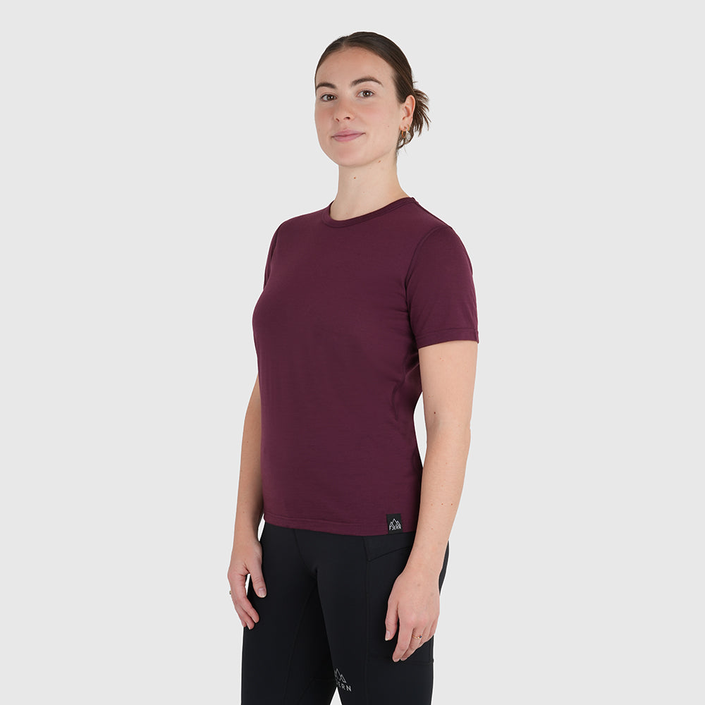 Womens Henge Merino Blend T-Shirt (Aubergine)