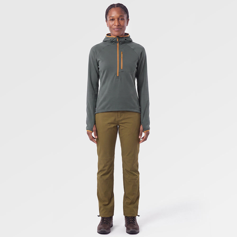 Womens Klifra Light Grid Fleece Hoodie (Urban Chic/Mustard) ✦AI