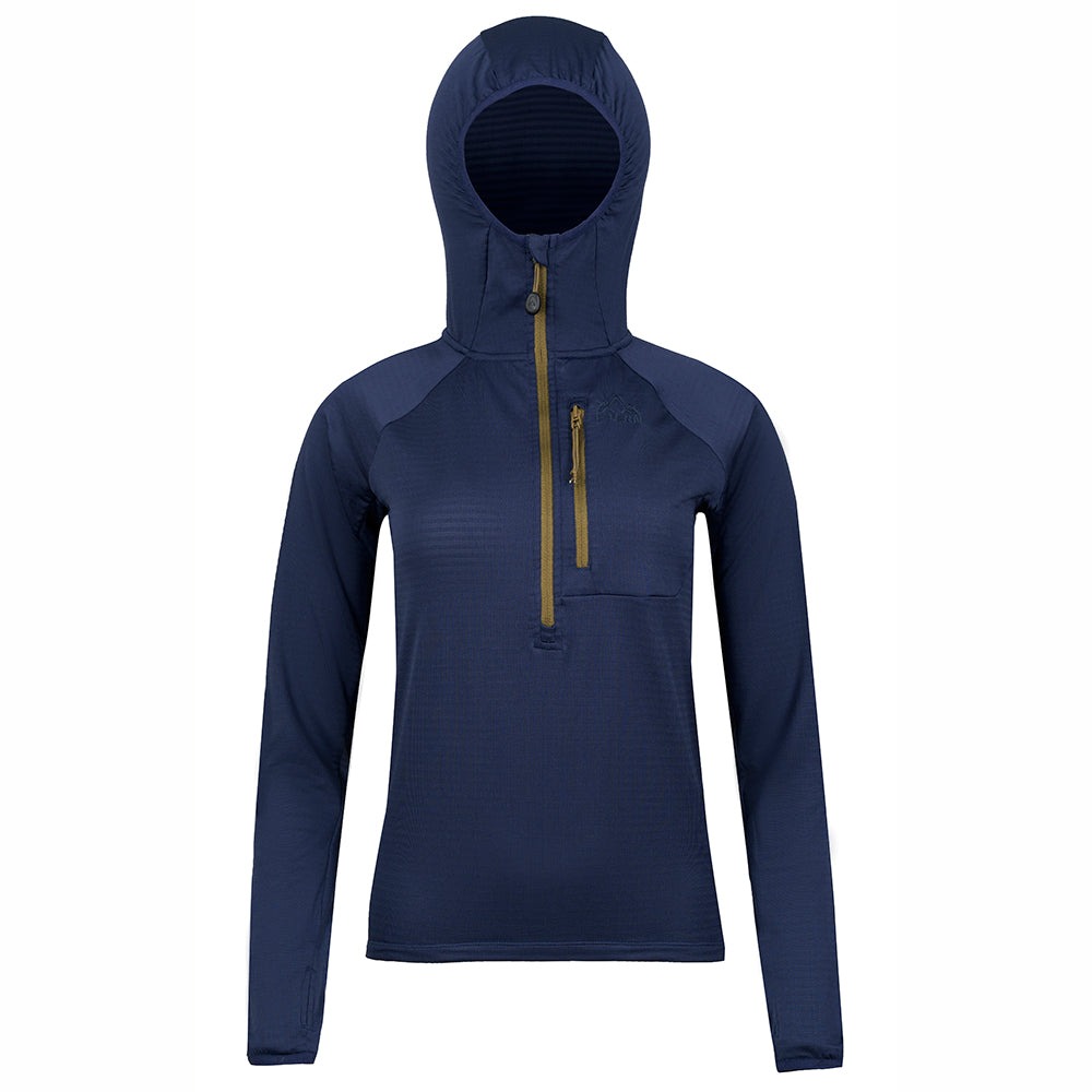 Fjern Womens Klifra Light Grid Fleece Pullover (Navy/Moss)