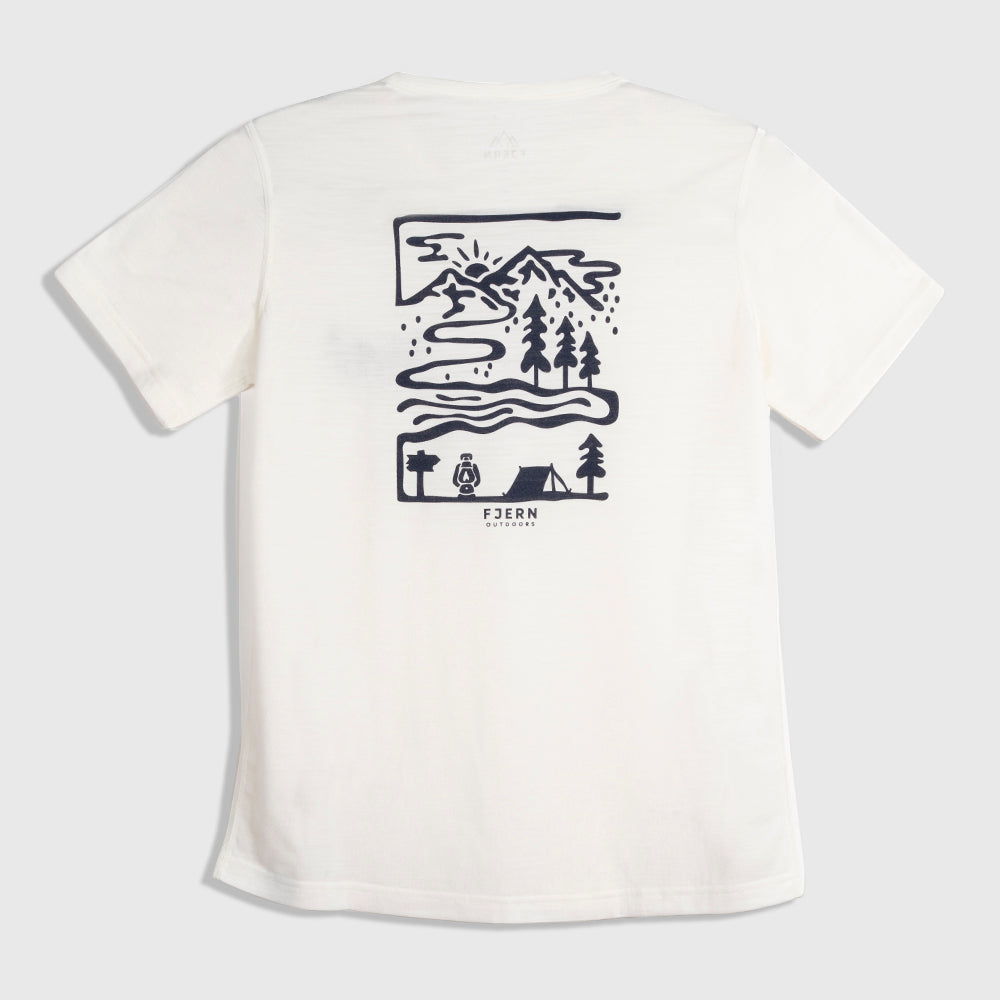 Womens Landscape Merino Blend T-Shirt (Chalk/Navy)