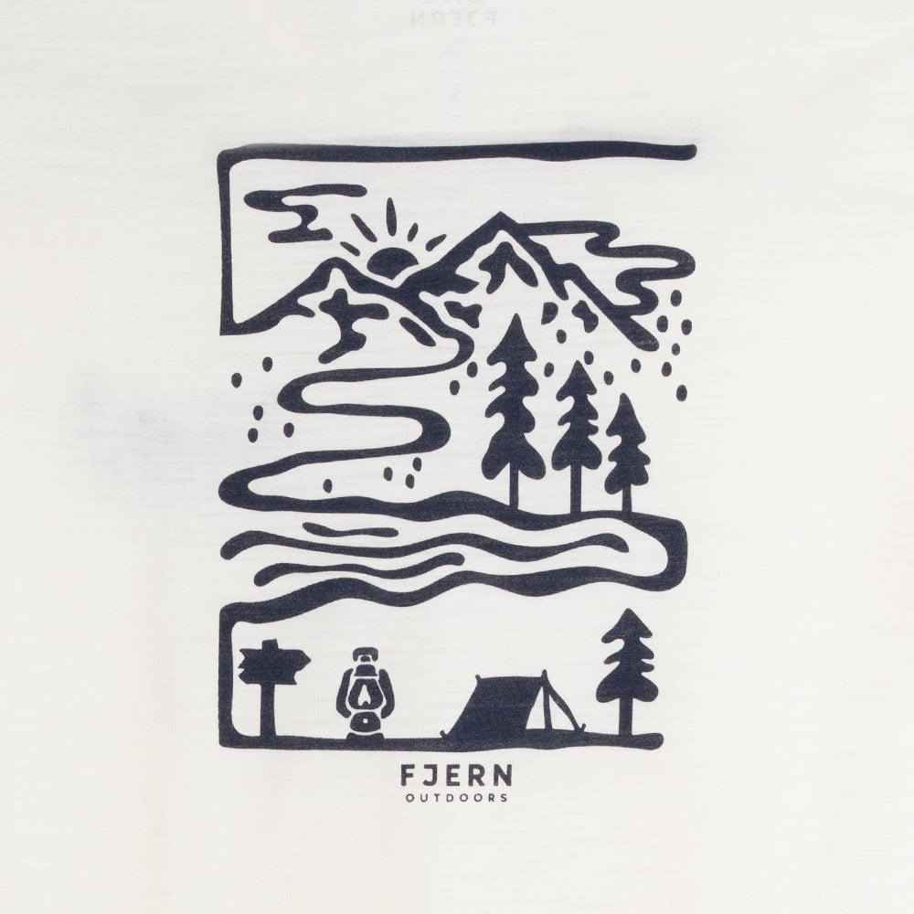Womens Landscape Merino Blend T-Shirt (Chalk/Navy)