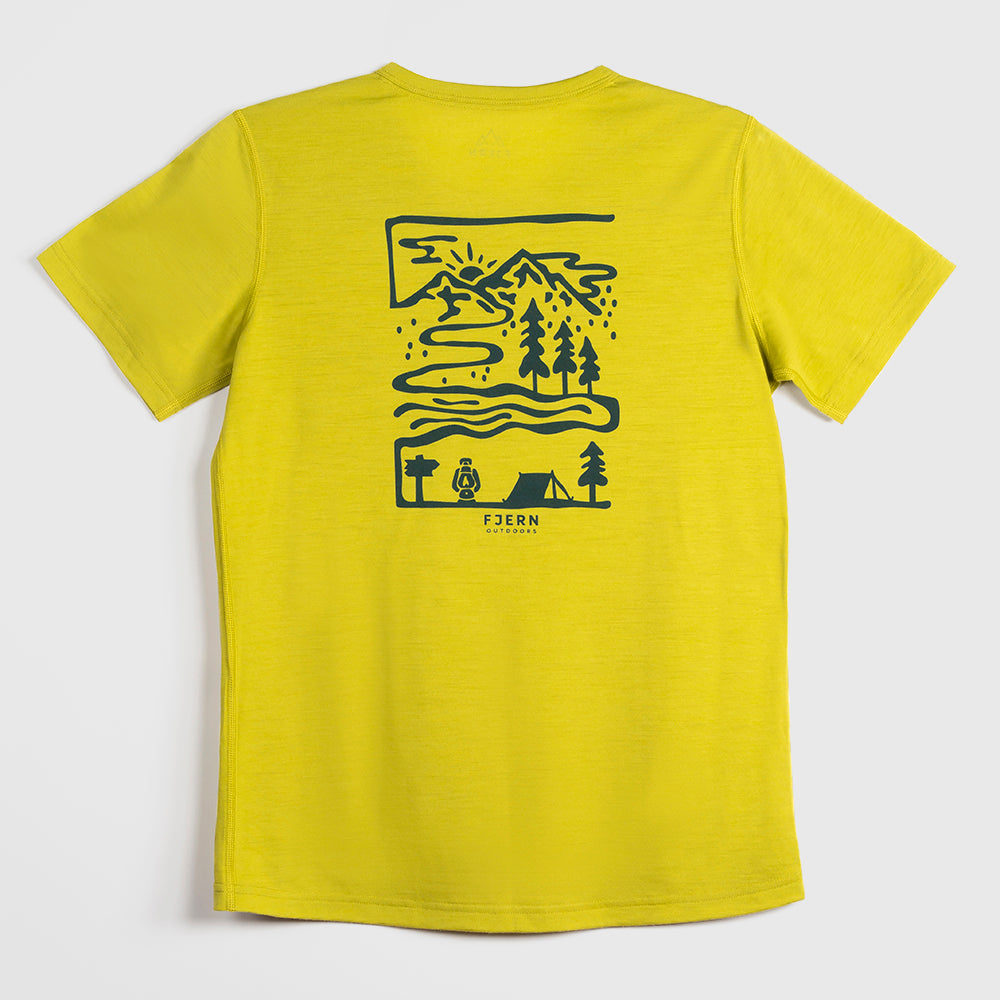 Womens Landscape Merino Blend T-Shirt (Lime/Petrol)