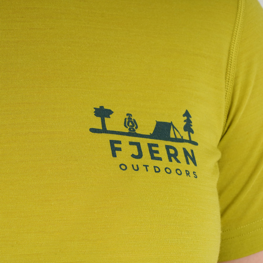 Womens Landscape Merino Blend T-Shirt (Lime/Petrol)