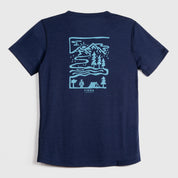 Womens Landscape Merino Blend T-Shirt (Navy/Mineral Blue)