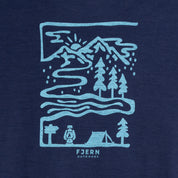 Womens Landscape Merino Blend T-Shirt (Navy/Mineral Blue)