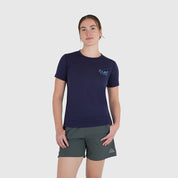 Womens Landscape Merino Blend T-Shirt (Navy/Mineral Blue)