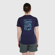 Womens Landscape Merino Blend T-Shirt (Navy/Mineral Blue)
