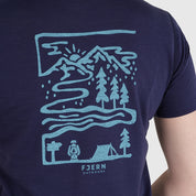 Womens Landscape Merino Blend T-Shirt (Navy/Mineral Blue)