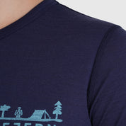 Womens Landscape Merino Blend T-Shirt (Navy/Mineral Blue)