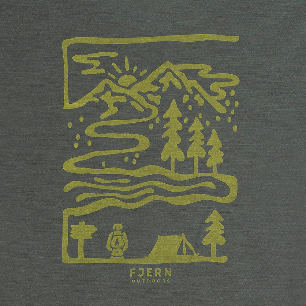 Womens Landscape Merino Blend T-Shirt (Urban Chic/Lime)