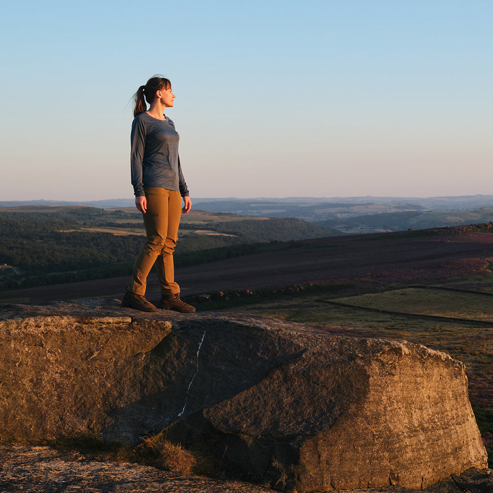 Fjern - Womens Nord Softshell Trousers (Moss) | Conquer any terrain with our Nord mountaineering trousers, designed for all-season hiking
