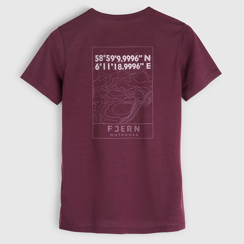 Womens Preikestolen Merino Blend T-Shirt (Aubergine/Chalk)