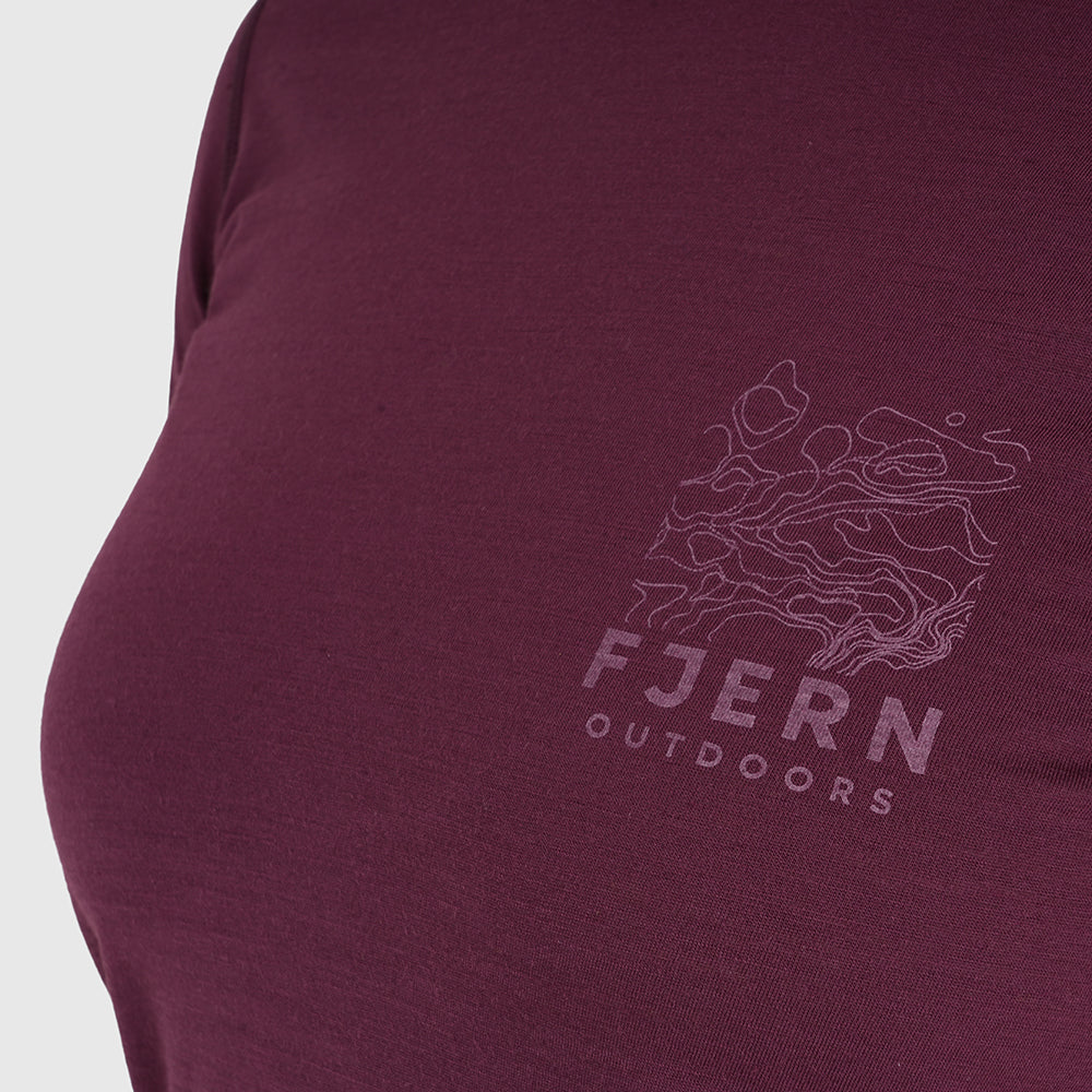 Womens Preikestolen Merino Blend T-Shirt (Aubergine/Chalk)