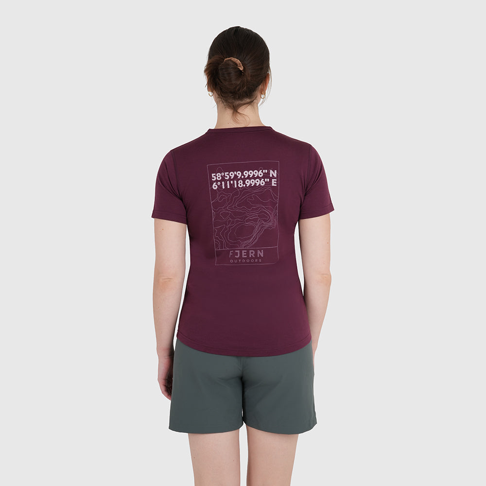 Womens Preikestolen Merino Blend T-Shirt (Aubergine/Chalk)