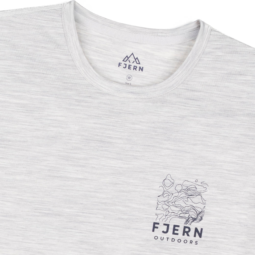 Womens Preikestolen Merino Blend T-Shirt (Mist Grey Melange/Navy)