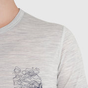 Womens Preikestolen Merino Blend T-Shirt (Mist Grey Melange/Navy)