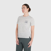 Womens Preikestolen Merino Blend T-Shirt (Mist Grey Melange/Navy)