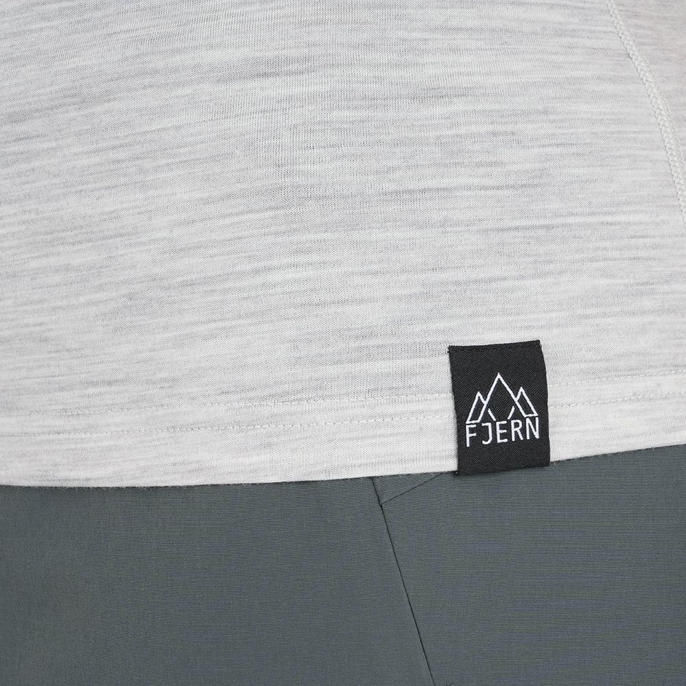 Womens Preikestolen Merino Blend T-Shirt (Mist Grey Melange/Navy)