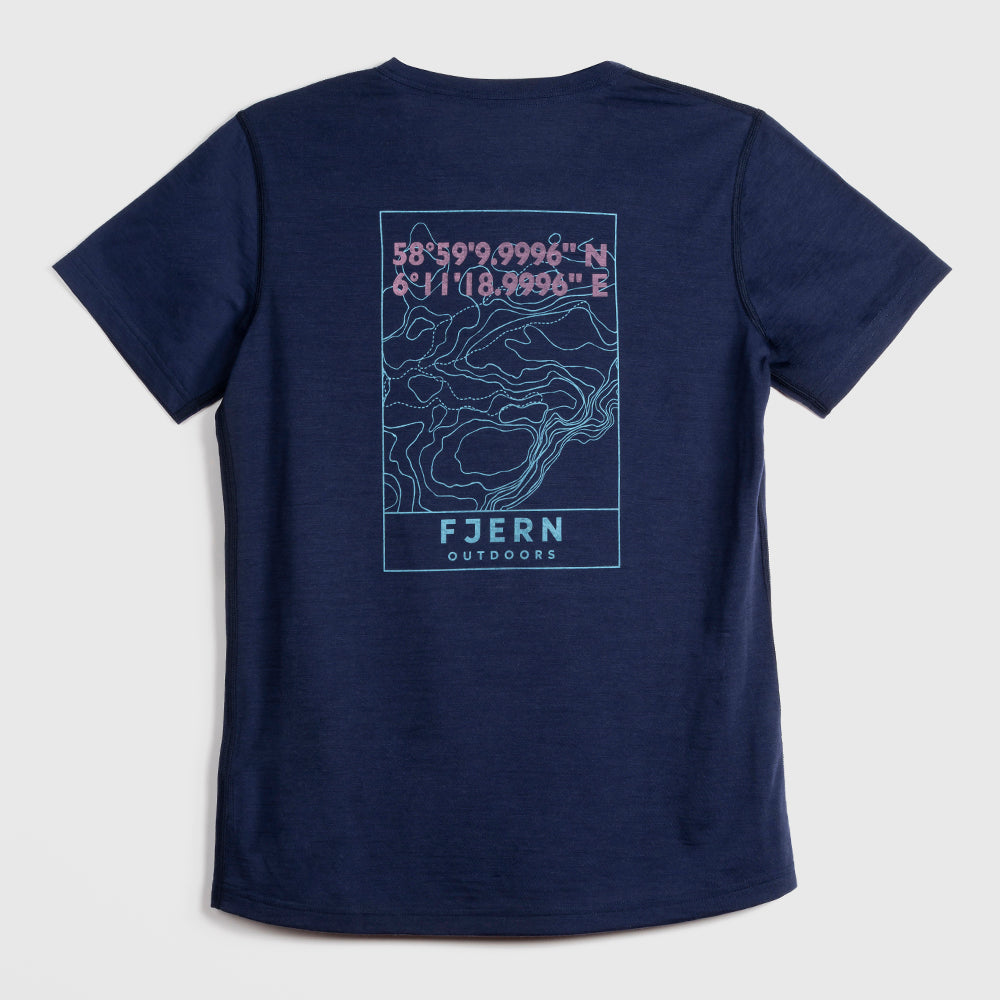 Womens Preikestolen Merino Blend T-Shirt (Navy/Mineral Blue)