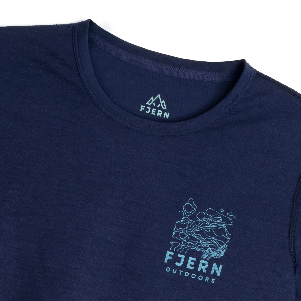 Womens Preikestolen Merino Blend T-Shirt (Navy/Mineral Blue)