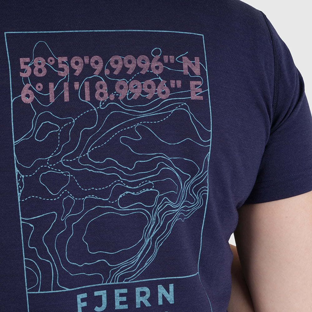 Womens Preikestolen Merino Blend T-Shirt (Navy/Mineral Blue)